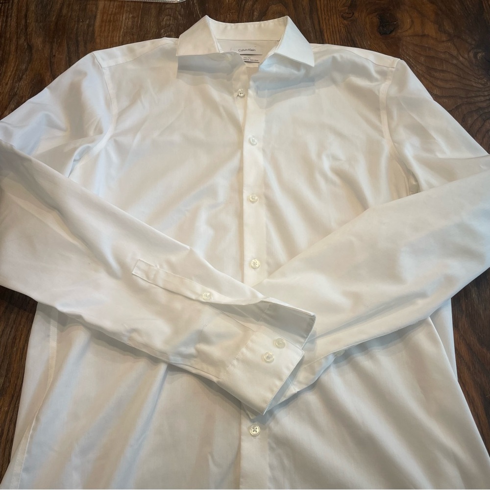 Calvin Klein Men's White Dress Shirt 15 1/2 34/35